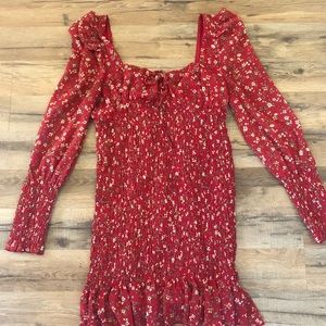 Red floral bodycon mini dress